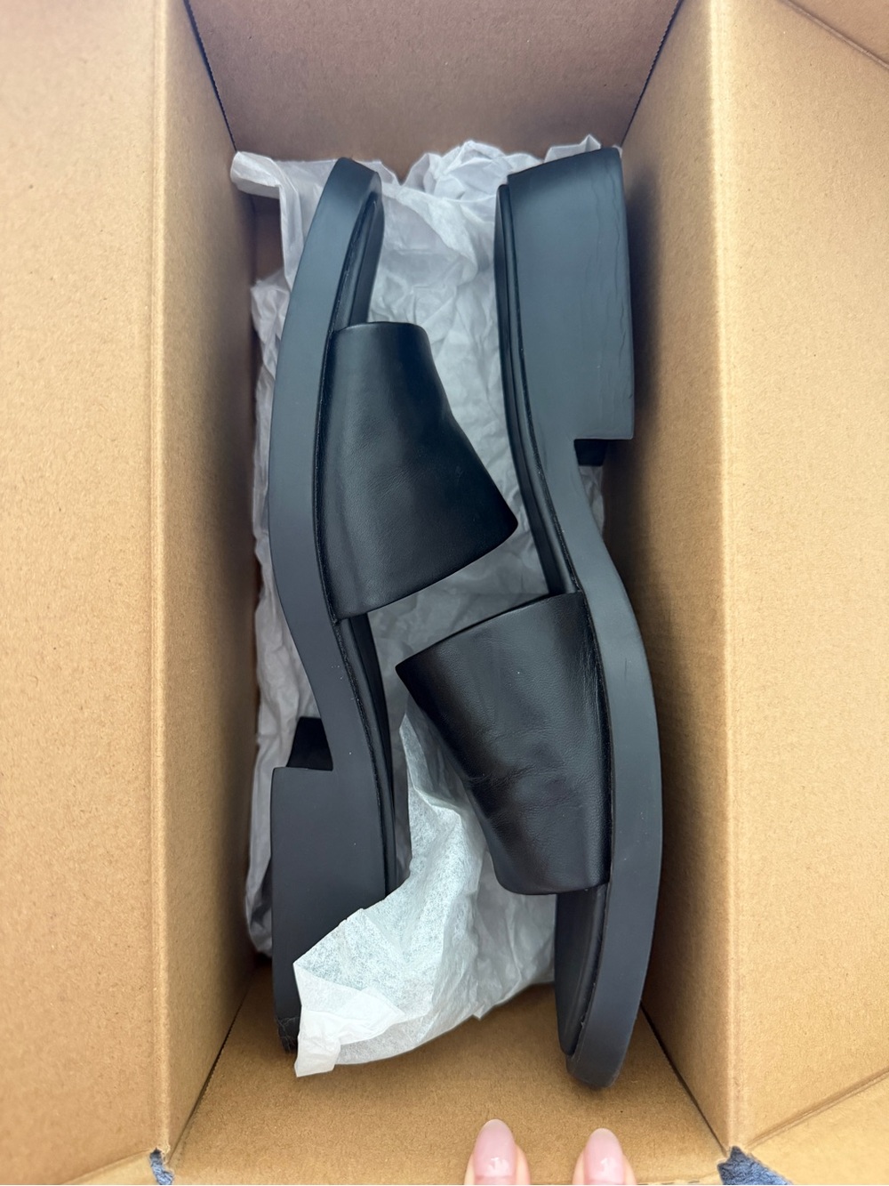 Camper Black Leather Dana Sandals